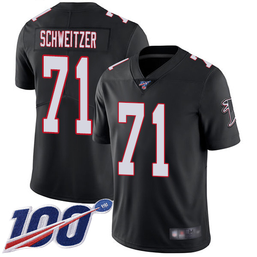 Atlanta Falcons Limited Black Men Wes Schweitzer Alternate Jersey NFL Football #71 100th Season Vapor Untouchable